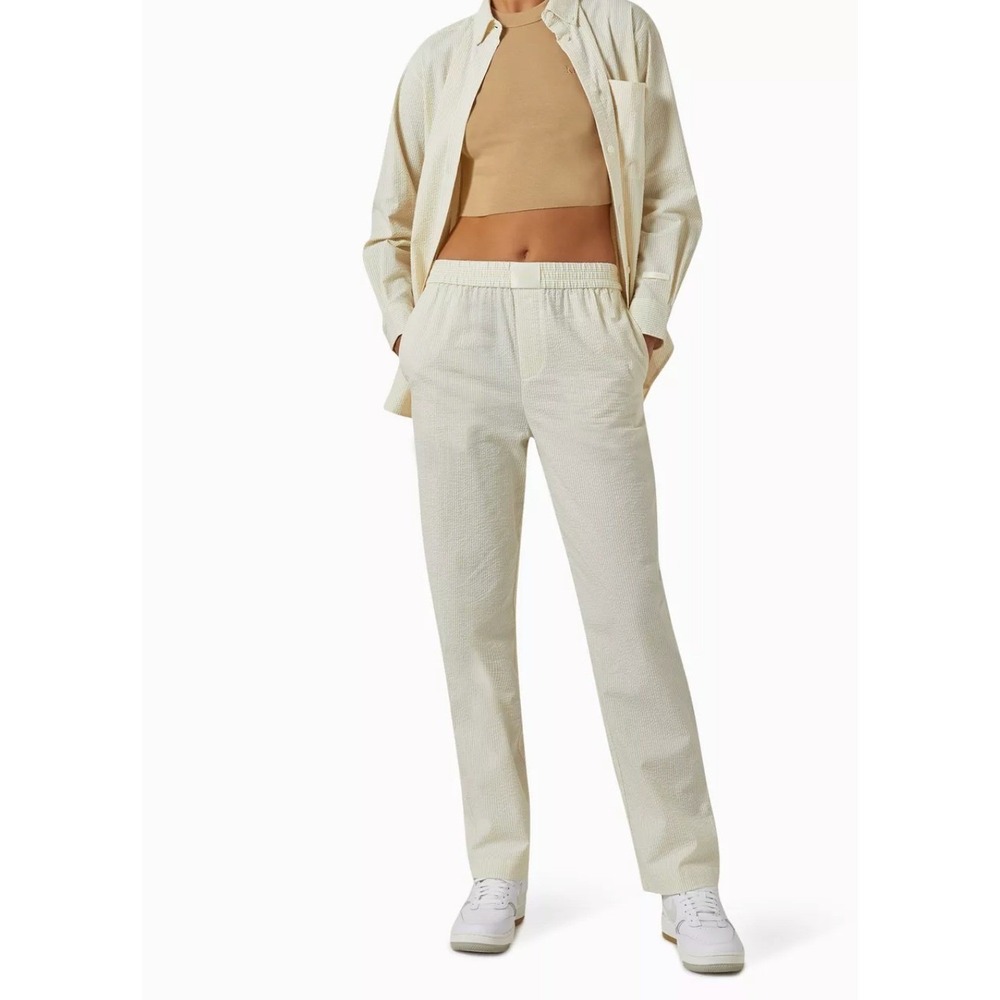 Kith Ida Seersucker Straight Pull-On Pants Size Medium Preppy Quiet Luxury